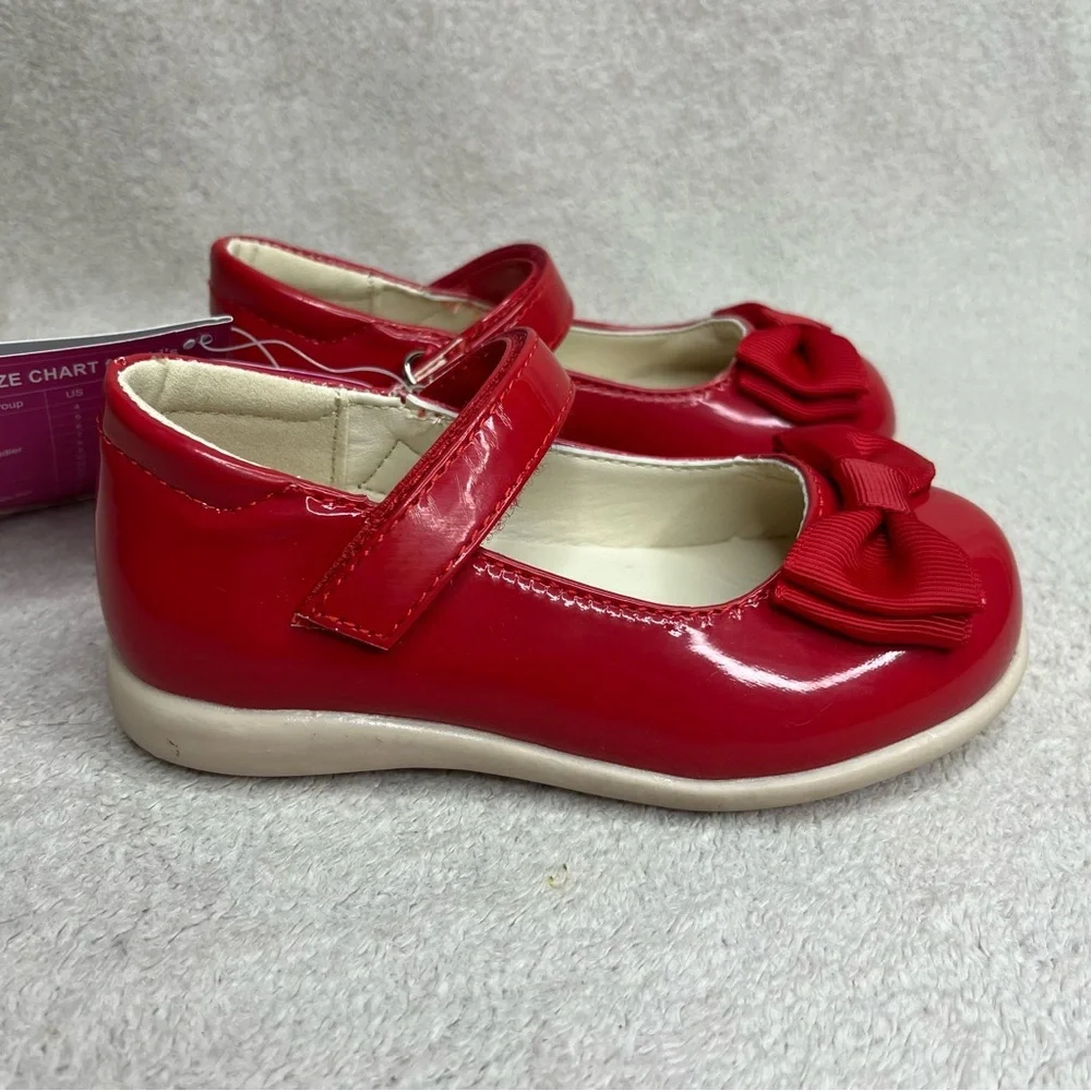 Samilor Bow Mary Janes Dress Shoes-Red-Toddler 9-Christmas-Holiday-Festive-Party - Picture 2 of 8